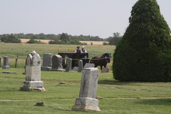 view across the cemetery